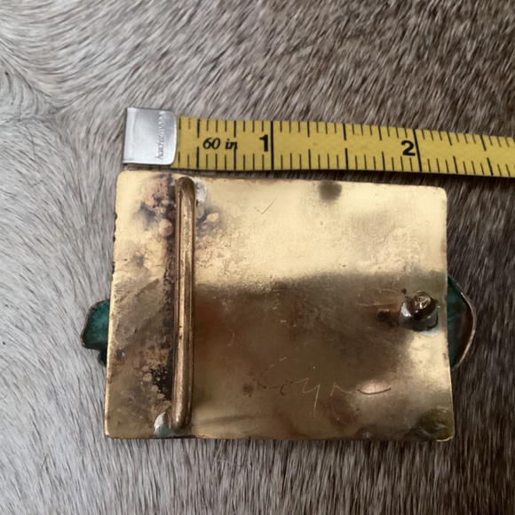 Vintage Elaine Coyne Modernist Brass Verdigris Patina Horse Head Belt Buckle main image 6